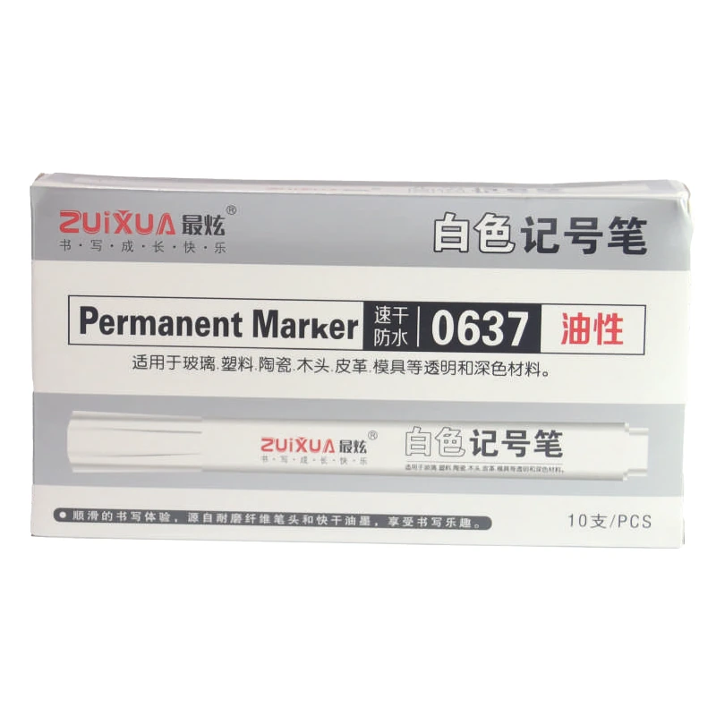 [ZX-F0637] Marcador Permanente Blanco de 10 Unidades